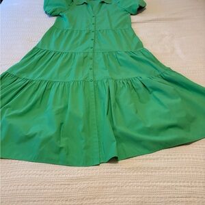 Brochu Walker Havana Midi Tiered Dress Size M Light Green/Lime EUC